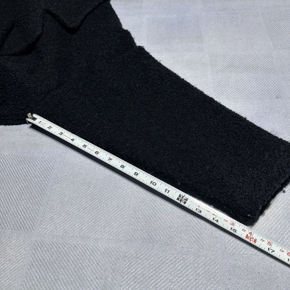 Eileen Fisher Pea Coat Womens M/L Black Double Breasted Wool Boucle Textured - Picture 9 of 10